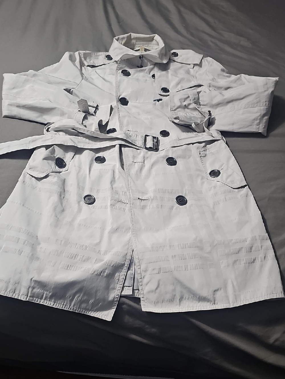Burberry Light Gray Double-Breasted Trench Coat - Picture 10 of 15